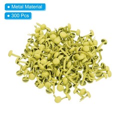 300 PCS Paper Brass Fasteners Split Pins Pastel Mini, Yellow, 4.5 x 8 mm