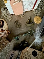 Vintage Explorer Junk Journal Kit Travel Ephemera Handmade Folio 93 Pieces