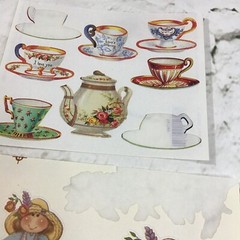 Scrapbooking Stickers Assorted Lot Tea Party Gardening Floral Romantic Partials
