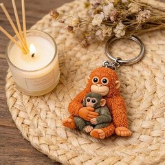 Punch The Monkey Keychain 3D Printed Holding Plush Toy Hanging Keyring