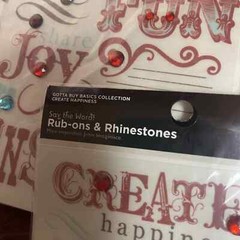 imaginisce Create Happiness Rub Ons and Rhinestone Embellishment 18 packs
