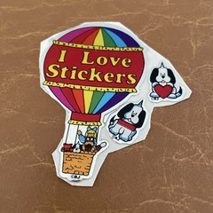 Vintage 80s I LOVE STICKERS Sticker RARE Rainbow Hot Air Balloon Dog Heart R4505