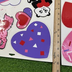 Vtg 80s Girls Window Stickers Presto Stik Vinyl Decals Valentines Day Hearts Cat