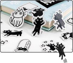 Adorable Mini Black Cat Stickers: Ideal for Scrapbooks, Journals, DIY Decor,