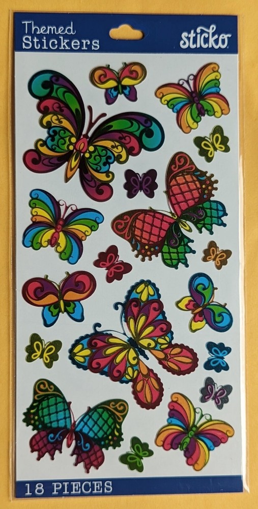 Themed/ Everyday Sticker Single Sheet / Butterflies/ 18 pieces