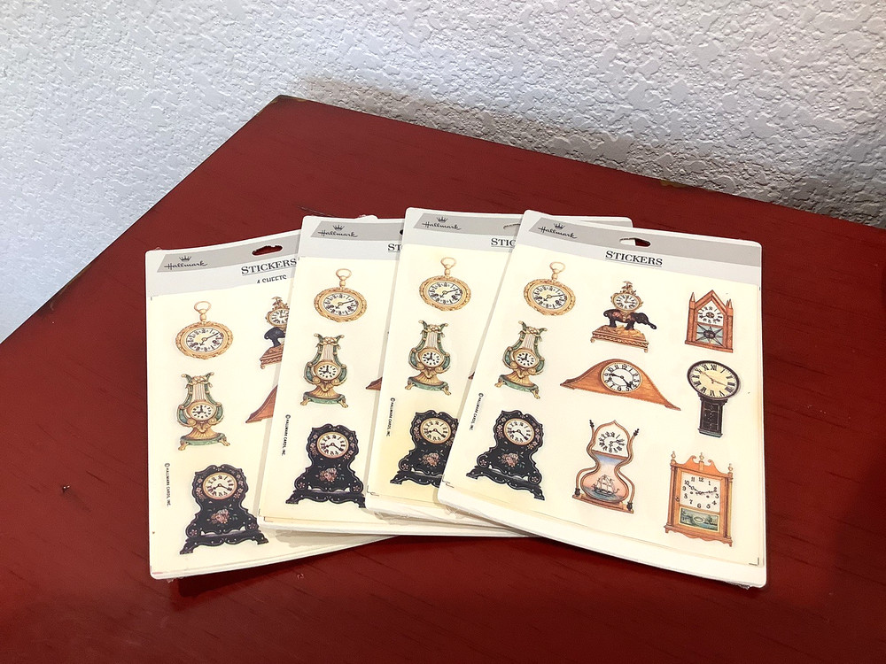 VINTAGE HALLMARK STICKERS Antique Clocks Numbered Sealed in Package~RARE~