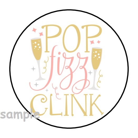 30 POP FIZZ CLINK CHAMPAGNE ENVELOPE SEALS LABELS STICKERS 1.5″ CELEBRATION