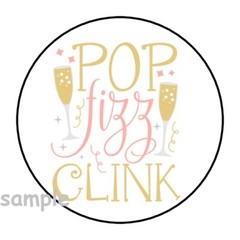 30 POP FIZZ CLINK CHAMPAGNE ENVELOPE SEALS LABELS STICKERS 1.5″ CELEBRATION