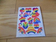 Vintage 1988 Current Bright Rainbow Stars Butterflies Hearts Sticker Sheet NOS