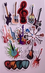 Set of 12 Electric Guitar Stickers Glossy ~ Music Musician Junk Journal Supplies