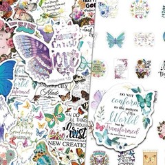 20Pcs Random Aesthetic Butterfly Inspirational Bible Verse Waterproof Stickers