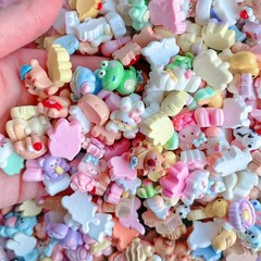 100 Pcs Pastel Animals Slime Charms Set, Bulk Cat Dog Bunny 1×1.5cm, C