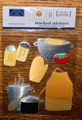 RARE Karen Foster Design Cooking In The Kitchen Baking Pot Pan Apron 3D Stickers