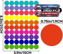 2800 PCS Colored Dot Stickers 1/2″ Color Round Circle 3/4 INCH, Multicolored
