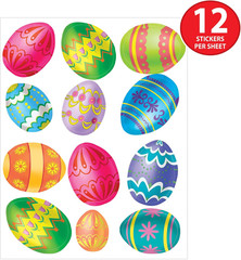 4-Pack Easter Egg Stickers, 4-3/4 X 7-1/2-Inch Sheets