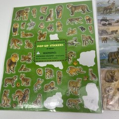 Pop Up Stickers Jungle Animals Safari Puffy Vintage Lion Tiger Gorilla See Note