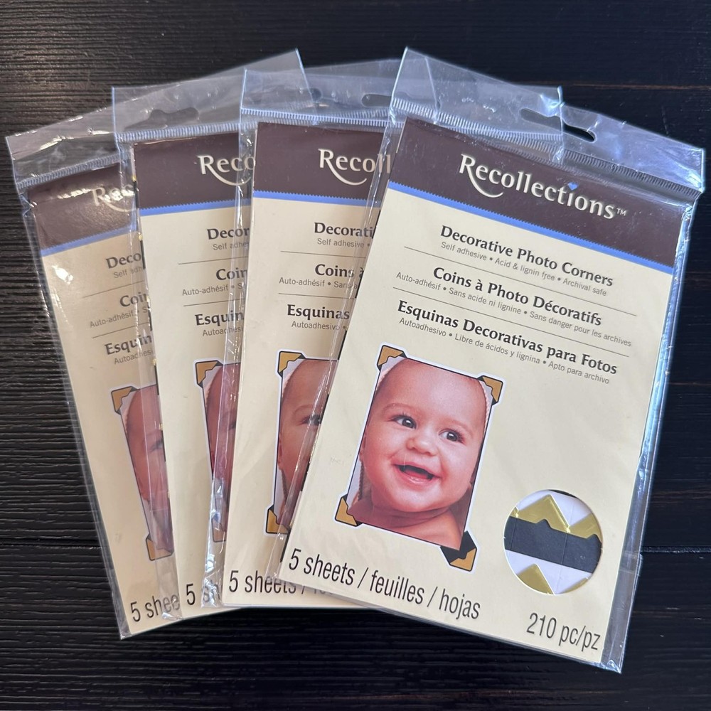Recollections Decorative Photo Corners Gold Scrapbooking Lot Of 4 Packs Sealed