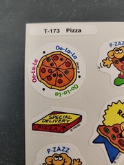 Vintage TREND Stinky Stickers full sheet 12 scratch sniff smell T-173 PIZZA