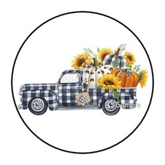30 CLASSIC FALL TRUCK, PLAID, ENVELOPE SEALS LABELS STICKERS 1.5″ ROUND FLORAL