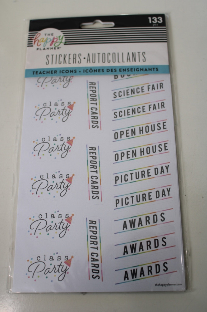 Me & My Big Ideas The Happy Planner Teacher Icons 133PC Fair Awards Scrapbooking