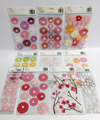 Scrapbooking Sticker Lot of 10 Packages Zinnia Poppy Flowers Dimensional NEW a)