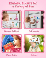 Reusable 3D Puffy Stickers for Toddlers & Kids, Dress-Up, Princess, Mermaid, Tra