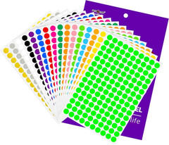1500PCS Colored Dot Stickers 1/2″ round Color Code Sticker Black Small Circle La