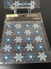 2 Recollections Glitter Snowflake Embellishment 20pcs Stickers Blue & White New