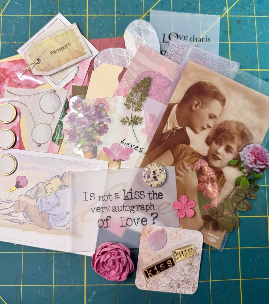 30+ pcs Ephemera Lot Junk Journal Scrapbook Collage Romance Vintage Post Card