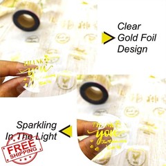 Jczzywsw Gold Thank You Stickers 1 Inch Roll 500pc