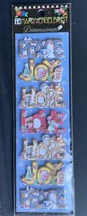 Vtg Scarce Mary Engelbreit Peace, Joy, Hope, Love Dimensional Christmas Stickers