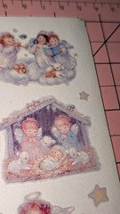 Vintage Hallmark Stickers Christmas Angels Manger Age Discoloration 1 Sheet