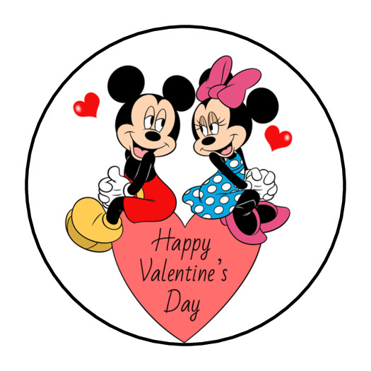 30 MICKEY AND MINNIE MOUSE VALENTINE’S STICKERS ENVELOPE SEALS LABEL 1.5″ CUSTOM