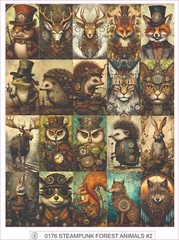 STEAMPUNK FOREST ANIMALS #2 – COMPLETE SHEET OF 20 STICKERS