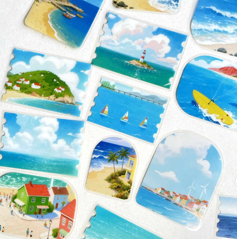 Beach Ocean Vacation Flake Stickers Summer Junk Journals Collage