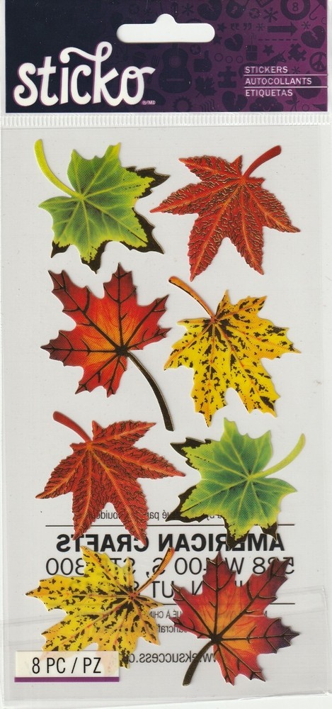Sticko Classic Vellum stickers MAPLE LEAVES Fall theme 54699 FAST FREE ship!