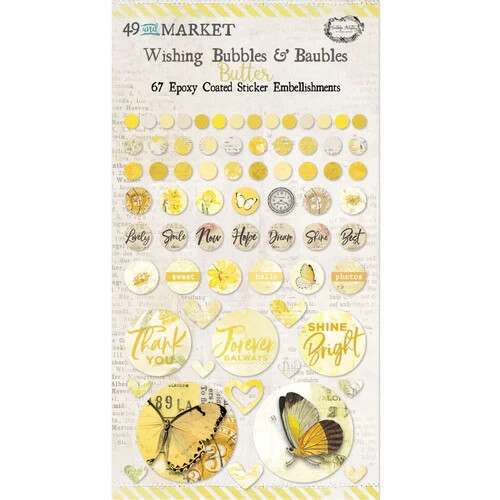 49 AND MARKET – WISHING BUBBLES N BAUBLES 67 EPOXY COATED STICKERS – BUTTER –