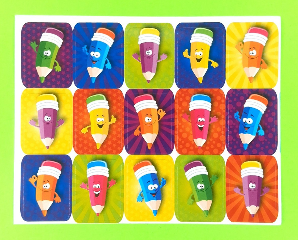 Eureka Colorful Pencil Squares Sticker Sheet Retired