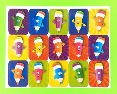 Eureka Colorful Pencil Squares Sticker Sheet Retired