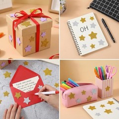 Gold Star Foam Glitter Self Adhesive Stickers for Crafts 100Pcs Foam Sticker
