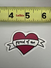 Pink Heart Sticker «PROUD OF ME» Banner Decal Glossy Small Cute Motivation Self