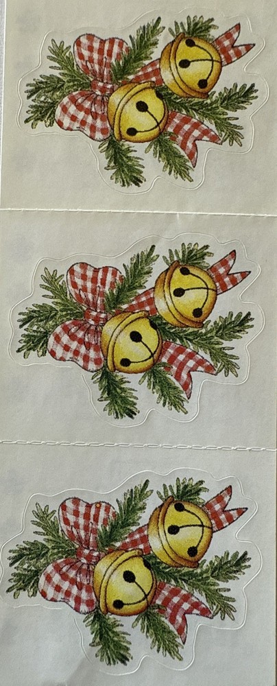 RING IN CHRISTMAS Stickers(3pc)Provo*Evergreen Sprigs*Holiday*Bells*Card Making*