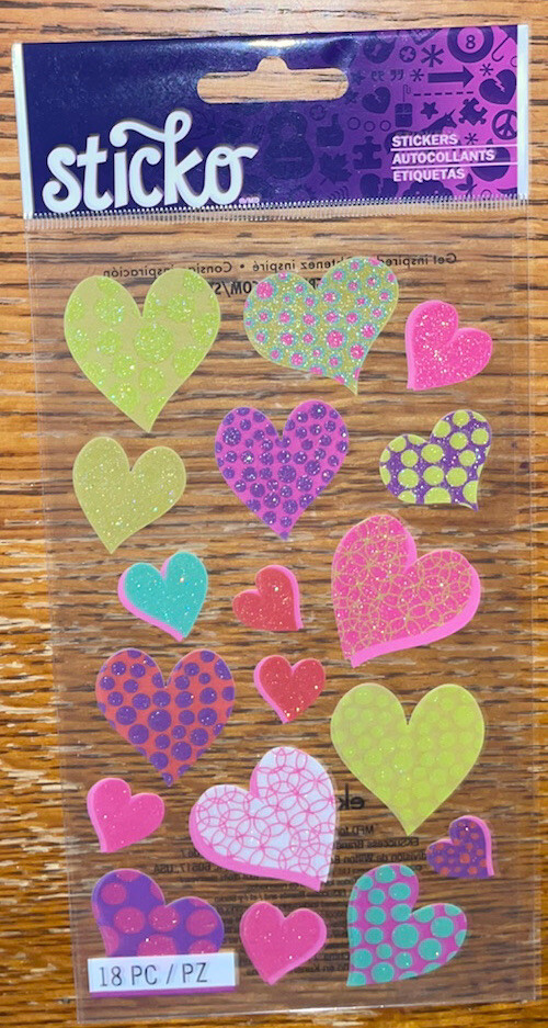 Sticko Colorful Heart Circles Glittery Love Valentines Wedding Scrapbook Sticker