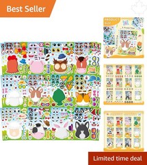 48 Animal Face Sticker Sheets for Kids – Fun Craft Party Favors & Gifts