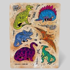 VTG 1990’s Dinosaur Stickers Single Sheet T-Rex Stegosaurus Fossils 3M HQ-514