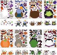42 Sheets Halloween Stickers for Kids- Make Your Own Characters Mix and Match St
