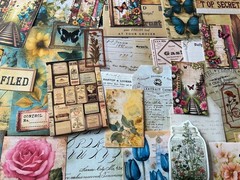 #799 – 20 small pcs – VINTAGE BUTTERFLY FLORAL SCRAPBOOK JUNK JOURNAL KIT / LOT