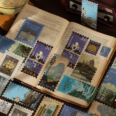 160 Pcs Aesthetic World Travel Stamp Stickers, Vintage Postage Decals with Si…
