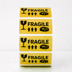 50 Fragile Stickers 2×1 Shipping Labels Handle With Care Red Warning Mailing