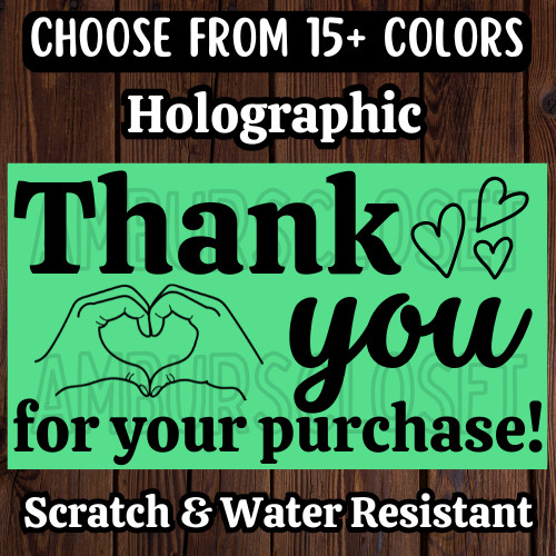 50 THANK YOU STICKERS 2.25″ ENVELOPE LABELS SEALS HOLOGRAPHIC SMALL BUSINESS
